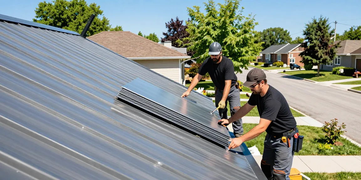 Metal roofing installation at a Toronto home by https://www.mroof.ca/ showcasing durability and craftsmanship.
